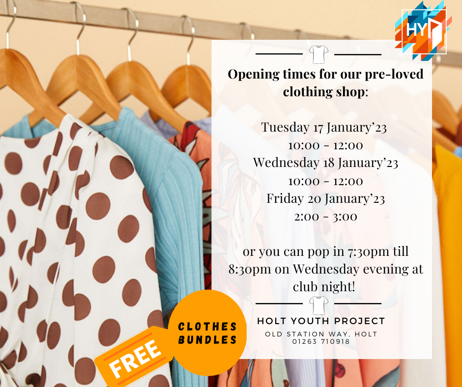 Pre-loved clothing shop – The Holt Youth Project